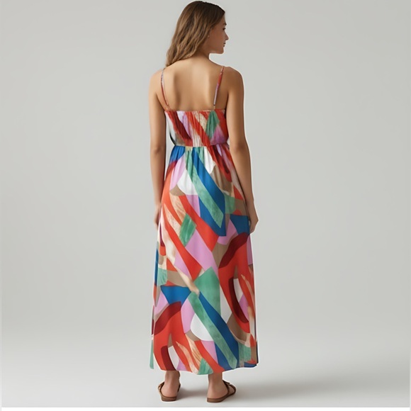 Flared Geo Print Cami Dress With Pockets - Picture 4 of 6